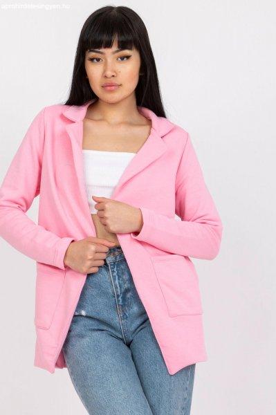 Pamut kabát zsebekkel, modell 84545 élénk rózsaszín