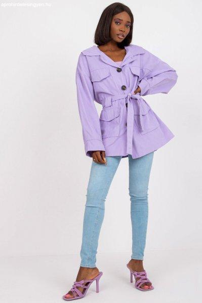 Vékony őszi kabát övvel, 4222-es modell, lila szín