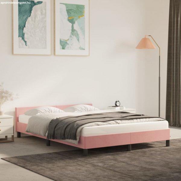 Rózsaszín bársony ágykeret fejtámlával 140 x 200 cm