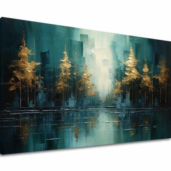 Modern művészeti festmény Arany erdő tükörkép - PREMIUM ART