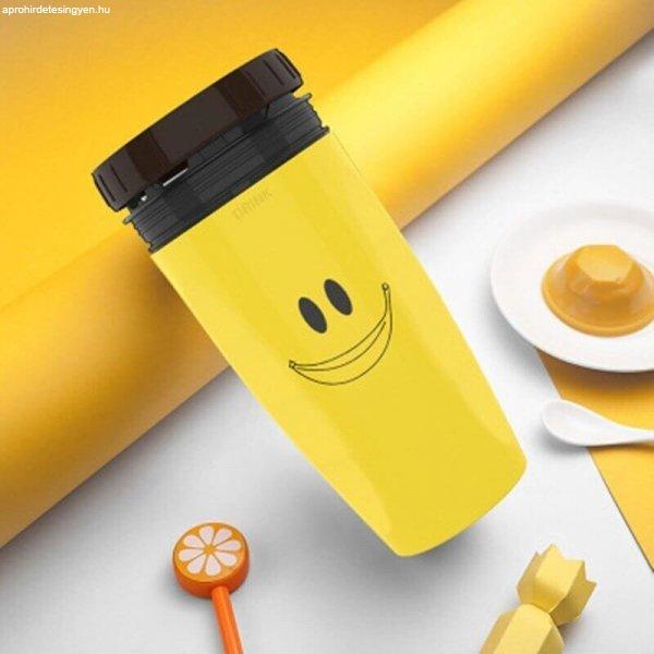 Csavaros, zárható utazó pohár szürke emoji mintával
