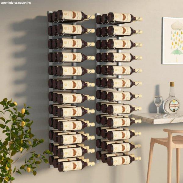 2 db fehér vas falra szerelhető bortartó állvány 36 palacknak