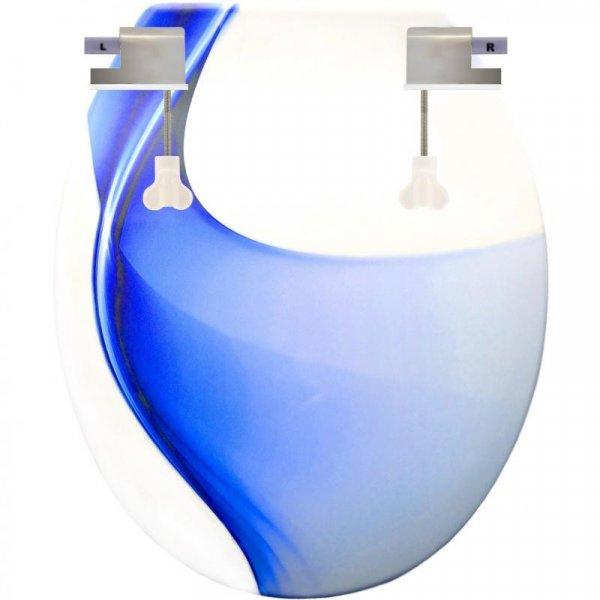 Hullám Mintás WC Tető  Lassú Zárófedeles Soft Close Toalett - Kék Színű
Műanyag Wc Deszka Lecsapódásgátló Fémzsanérral - Wc Ülőke P-E -