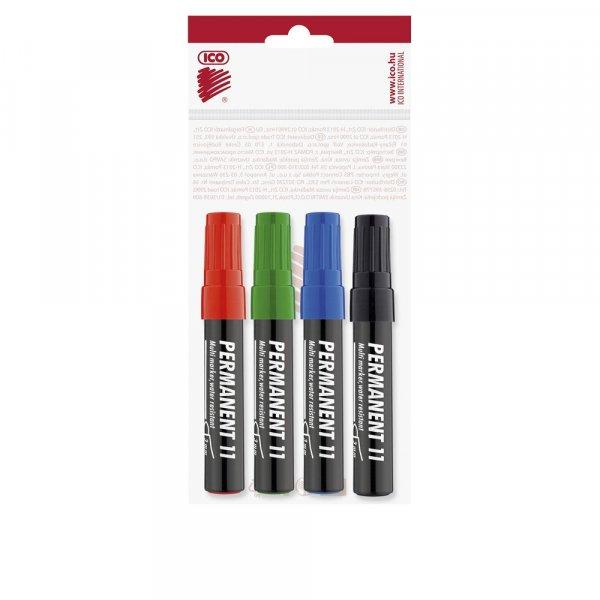 Alkoholos marker készlet, 3mm, kerek hegyű Ico 11, 4 klf.szín 
