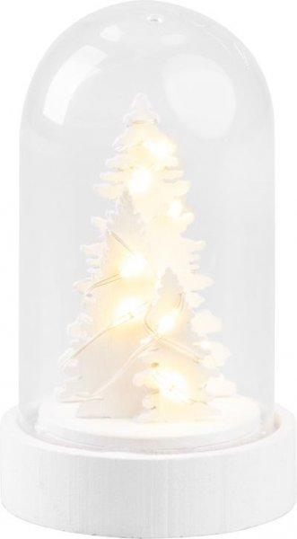 Dekoráció MagicHome karácsony, fehér fa a kupolában, LED, meleg fehér,
belső, 5,5x9 cm