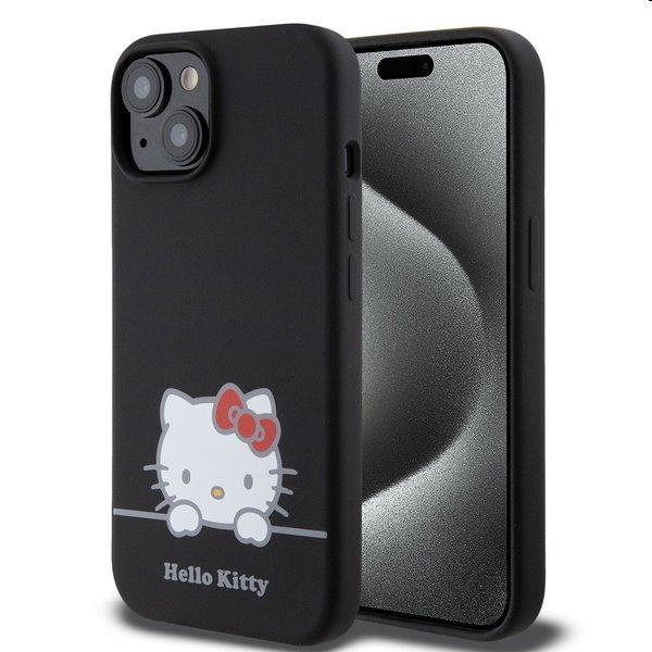 Hello Kitty Liquid Silicone Daydreaming Logo hátlapi tok Apple iPhone 15
számára, fekete