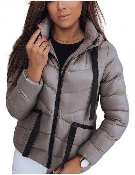 szürke női steppelt téli kabát
