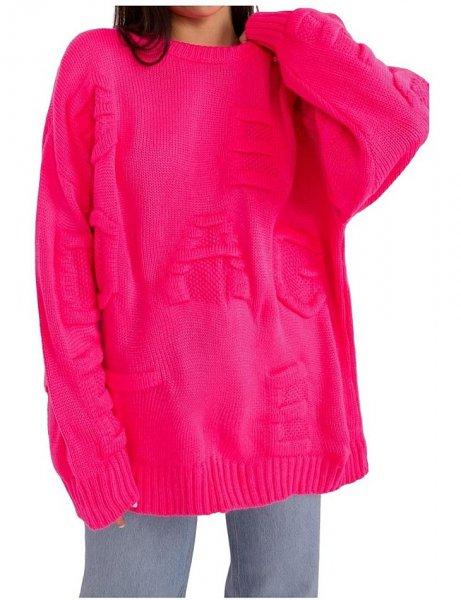 Sötét rózsaszín mintás pulóver