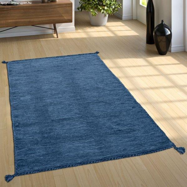 Kézi csomózású pamut szőnyeg - kék 160x220 cm