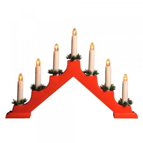 Snow Meister / HOME KAL 01 elemes, beltéri LED-es gyertyapiramis, 7 db
melegfehér állófényű LED gyertya, piros piramis alakú tartóval,
karácsonyi ablakdísz