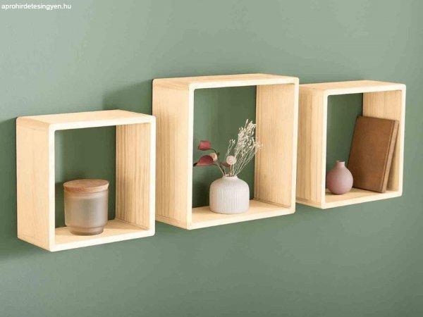 Livarno Home Cube Shelf Set, 3 darabos natúr fa polckocka készlet, kocka polc
szett 23 x 23 / 25.5 x 25.5 / 28.5 x 28.5 cm