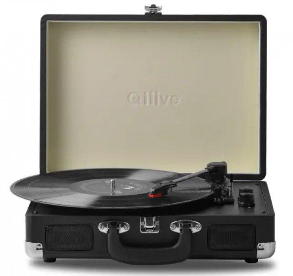 Qilive Q.1867 Gramofon, USB-s, Bluetooth 5.0 retró bakelit lemezjátszó
kofferben, beépített sztereó hangszórókkal, 33 / 45 / 78 RPM