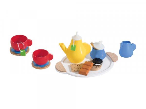 PlaytTive Toy Tea Set, 15 részes játék fa teázó készlet gyermekeknek