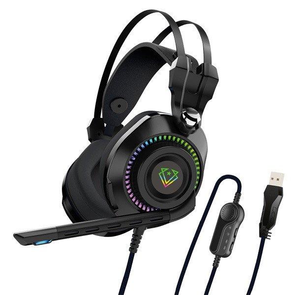 Vertux Fejhallgató - BOGOTA (50mm driver, hangerőszabályzó, flexibilis
mikrofon, USB 3.0, RGB LED, fekete)