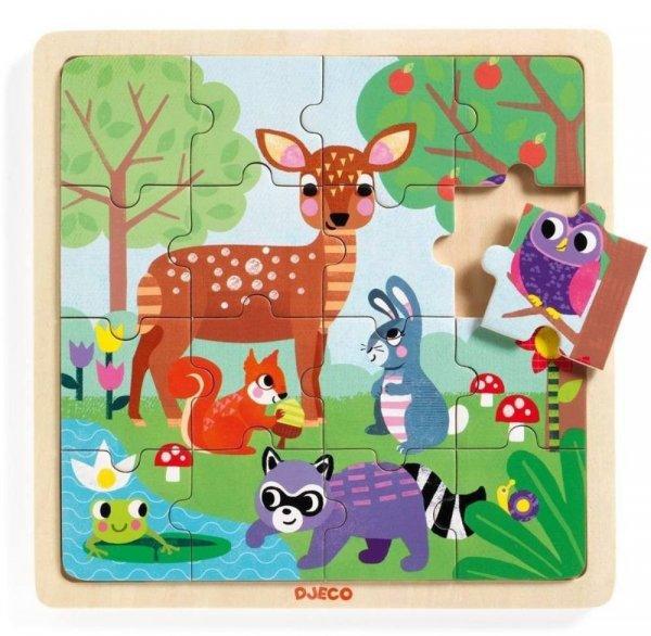Erdei állatkák - 16 db-os fa puzzle -Puzzle Forest - Djeco