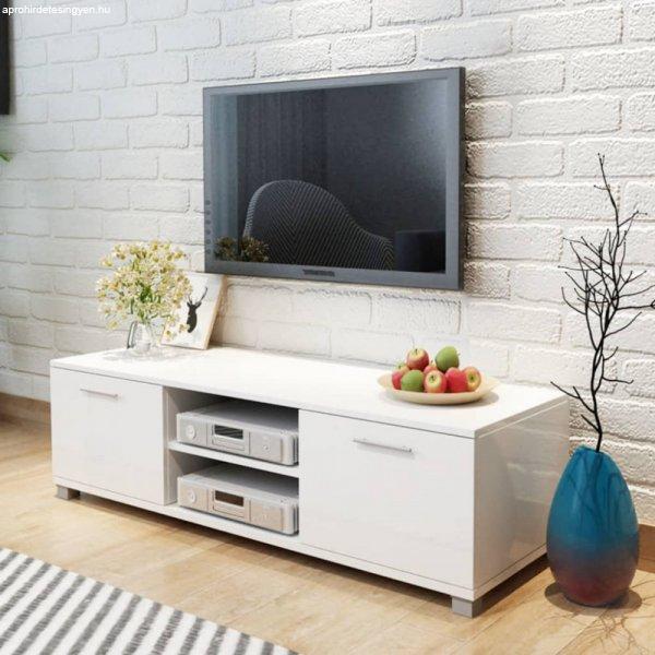 magasfényű fehér TV-szekrény 120 x 40,5 x 35 cm
