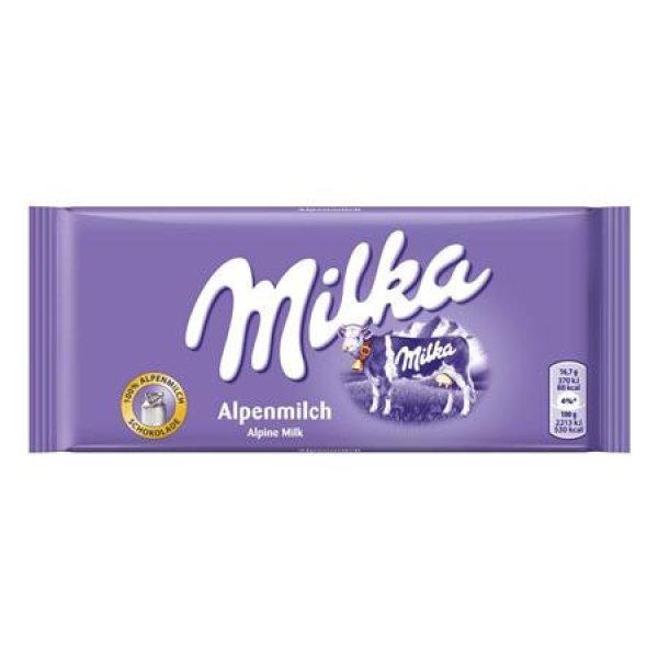 MILKA Táblás csokoládé, 100 g, MILKA, alpesi tej