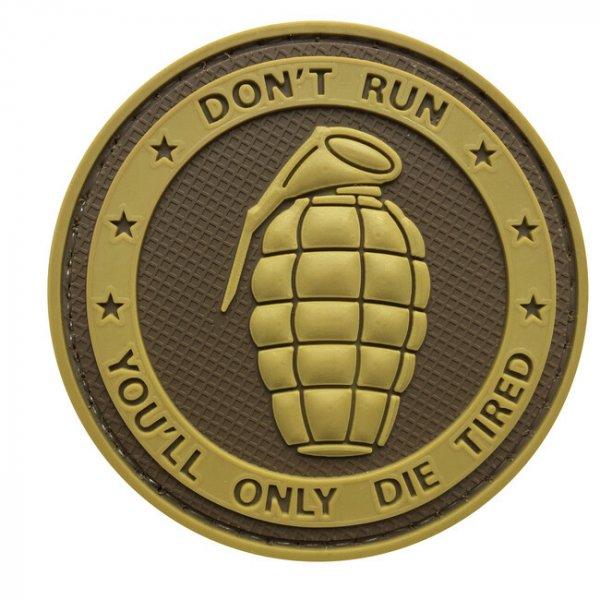 WARAGOD Tapasz 3D Don't Run,You'll only Die Tired Grenade  coyote 6cm
