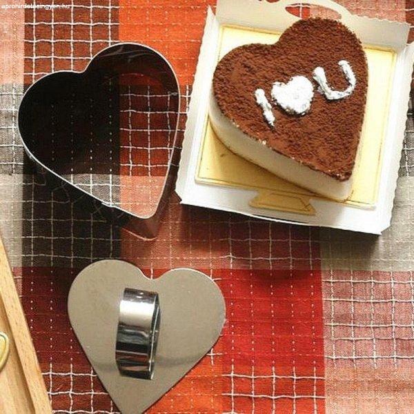 Rozsdamentes acél szív alakú sütemény (Mousse) forma