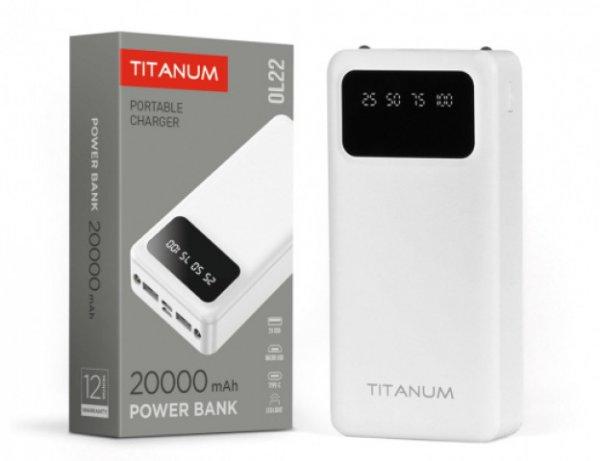 Videx TITANUM power bank  fehér színű  20000mAh  OL22