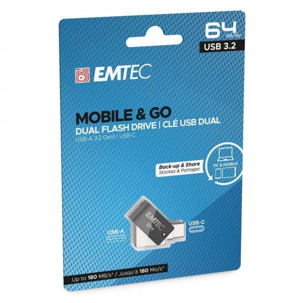 Pen Drive 64GB Emtec T260C Mobile and Go Type-C USB 3.2 fekete (ECMMD64GT263C)
(ECMMD64GT263C)