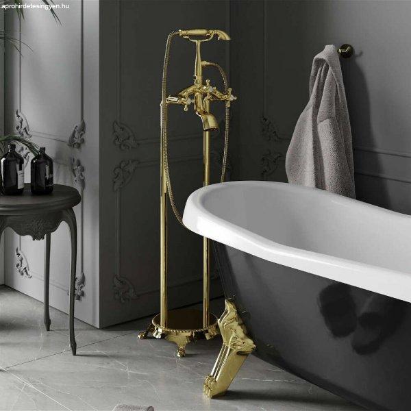 Mexen Retro arany szabadonálló kádtöltő csaptelep kézi zuhanyszettel