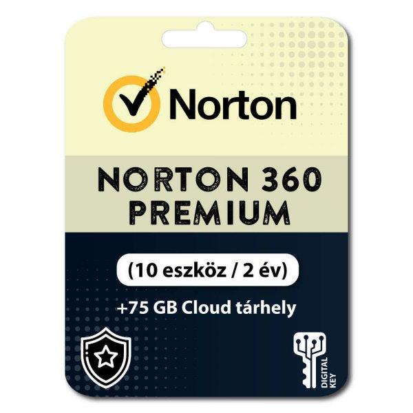 Norton 360 Premium + 75 GB Cloud tárhely (10 eszköz / 2 év) (Elektronikus
licenc) 
