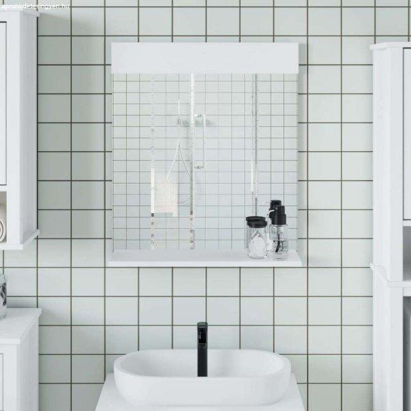 vidaXL BERG fehér tömör fa fürdőszobatükör polccal 60 x 12 x 70 cm