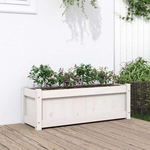 vidaXL fehér tömör fenyő kerti virágláda 90x31x31 cm