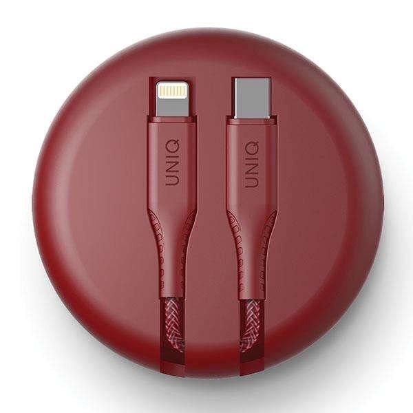 Uniq MFI Halo adat és töltőkábel, MFI, USB-C / Lightning, 18W, 1,2m, Piros