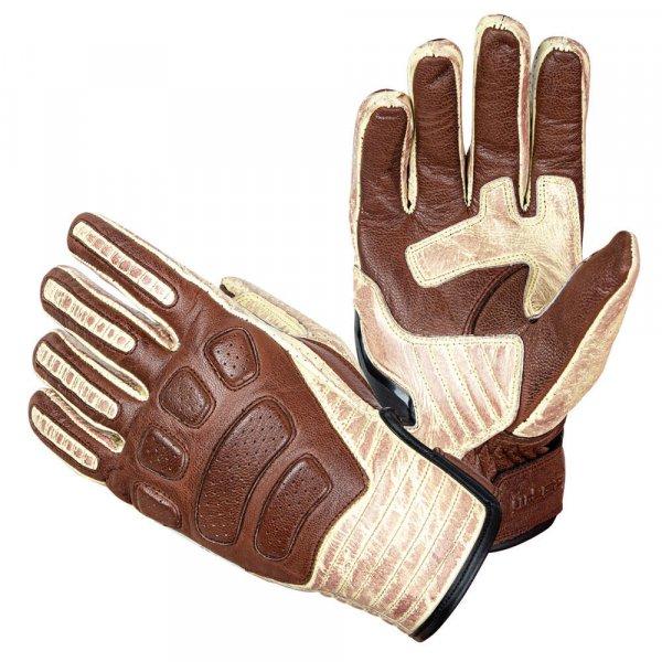 Bőr motoros kesztyű W-TEC Retro Gloves barna-bézs 4XL