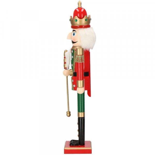 Springos Diótorő katona koronával, karácsonyi dekoráció, 61 cm, fa,
piros-zöld