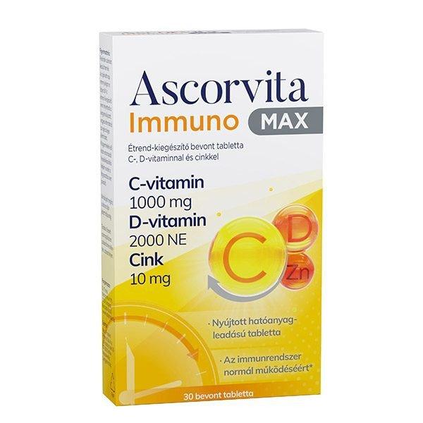 Ascorvita immuno max étrend-kiegészítő bevont tabletta c-, d-vitaminnal és
cinkkel 30 db