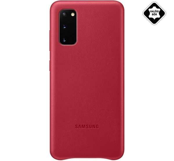 SAMSUNG műanyag telefonvédő (valódi bőr hátlap) PIROS Samsung Galaxy S20
(SM-G980F), Samsung Galaxy S20 5G (SM-G981U)