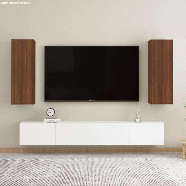 vidaXL 2 db barna tölgy színű szerelt fa TV-szekrény 30,5x30x90 cm