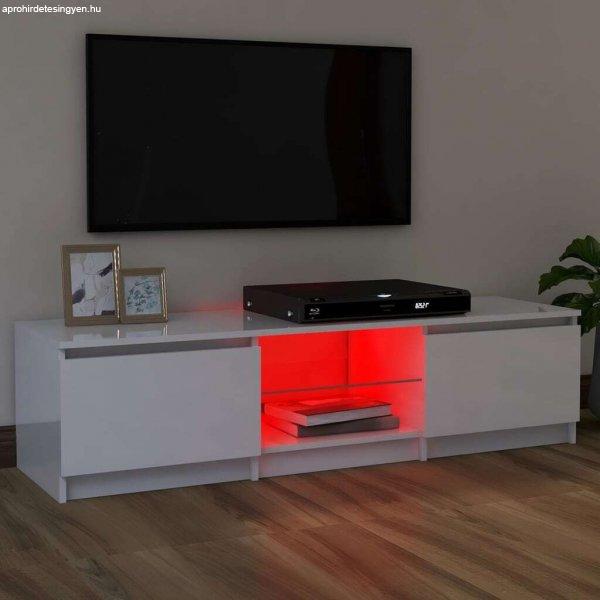 Magasfényű fehér tv-szekrény led-lámpákkal 120 x 30 x 35,5 cm