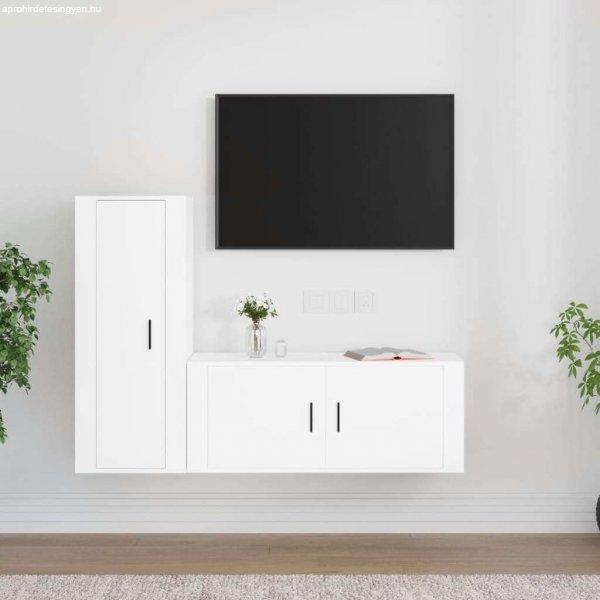 vidaXL 2-részes fehér szerelt fa TV-szekrényszett