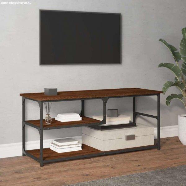vidaXL barna tölgy színű szerelt fa és acél TV-szekrény 103x38x46,5 cm