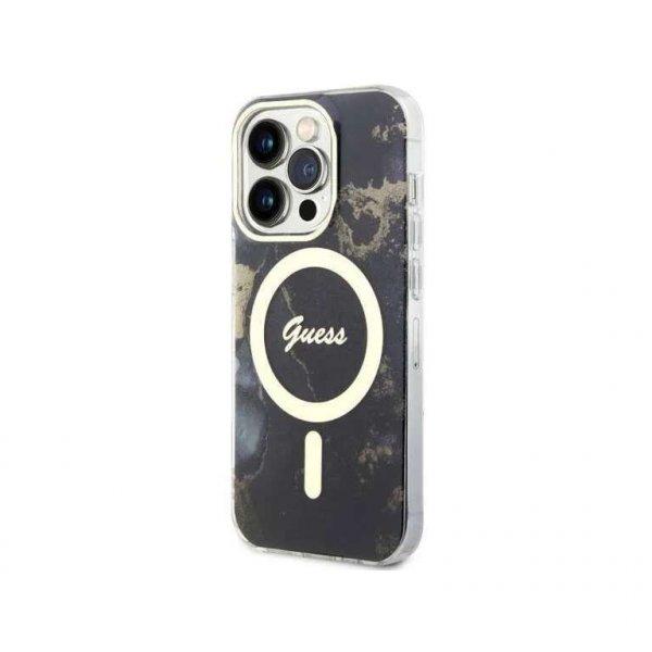Eredeti tok IPHONE 14 PRO MAX Guess Hardcase Golden Marble Collection MagSafe
(GUHMP14XHTMRSK) fekete