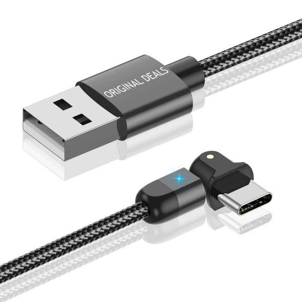 Original Deals USB-kábel, telefon töltéshez, C típusú csatlakozó,
gyorstöltés, prémium anyag és minőség, 200 cm, fekete