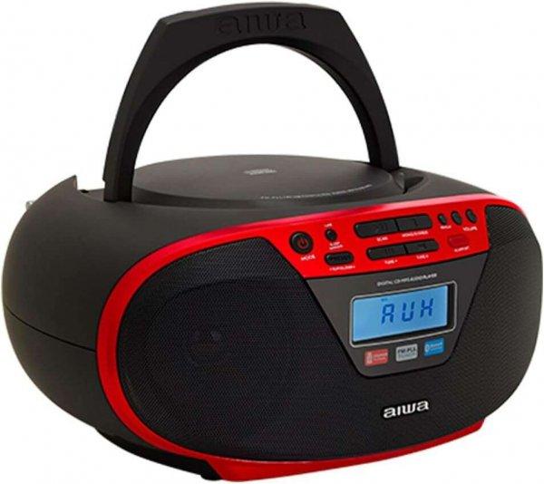 Aiwa BBTU-400RD Hordozható CD rádió, Bluetooth, USB bemenettel, órával és
ébresztőórával