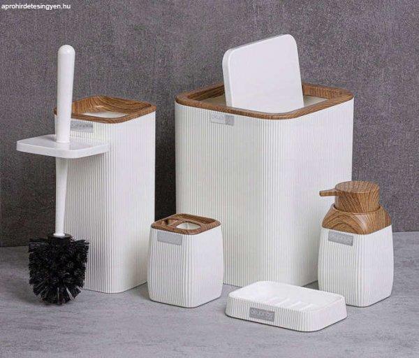 Műanyag négyzet alakú fürdőszobai kiegészítők készlete, 5 db, barna
fehér