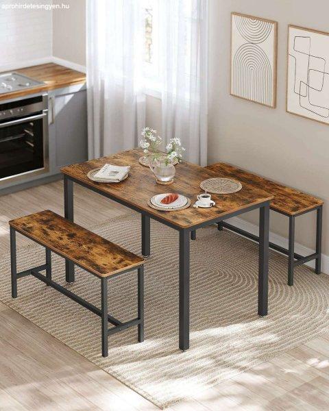 VASAGLE Élő asztal 2 paddal, fából készült acélkerettel, 110x70x75cm,
ipari formatervezés, rusztikus barna és fekete