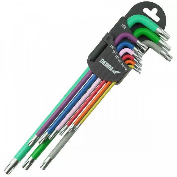 DEDRA Extra hosszú színes torx kulcsok T10-T50 készlet 9db S2