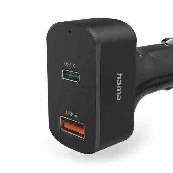 Hama FIC E3 USB-A / USB-C Autós töltő + USB-C Kábel - Fekete (65W)