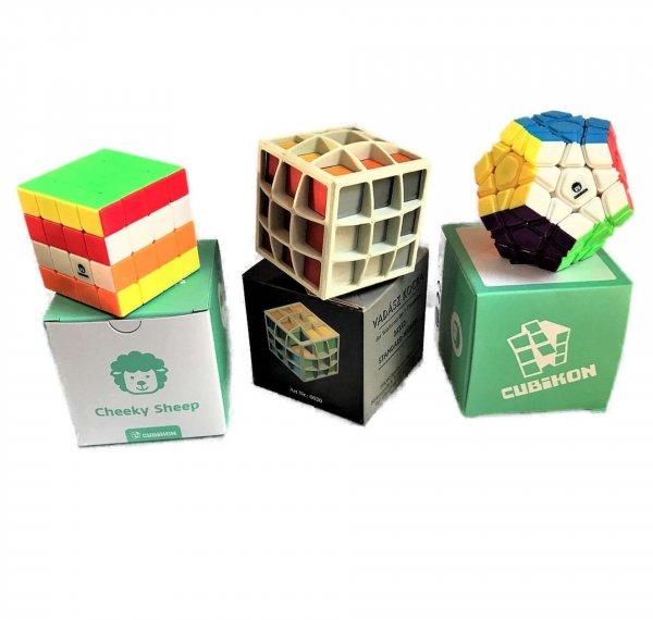 Cubikon Megaminx rubik játék, kocka + Cubikon 4x4 kocka + Vadász kocka 1996
retro- matrica nélküliek csomag készlet