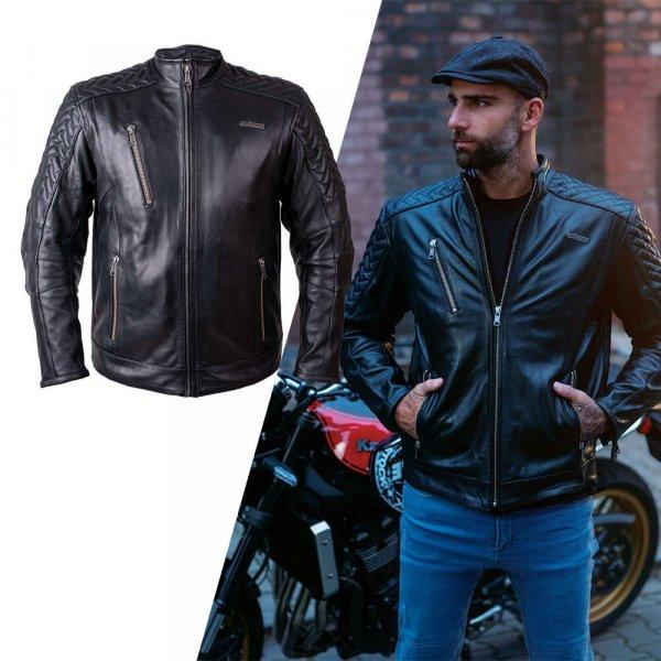 Bőr motoros kabát W-TEC Elcabron fekete XL