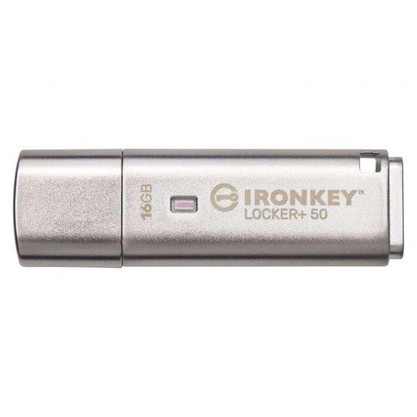 Kingston Technology IronKey Locker+ 50 USB flash meghajtó 16 GB USB A típus
3.2 Gen 1 (3.1 Gen 1) Ezüst