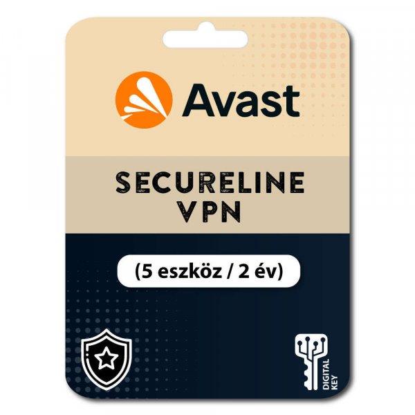 Avast SecureLine VPN (5 eszköz / 2 év) (Elektronikus licenc) 