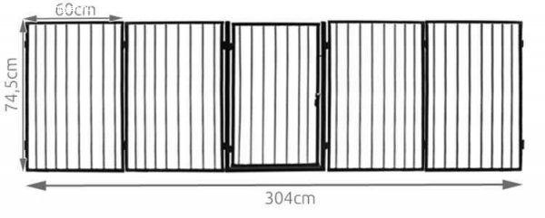 Kandalló kerítés 304x74,5cm, 1 kapu, 4 oldallap, rögzítő vasalat